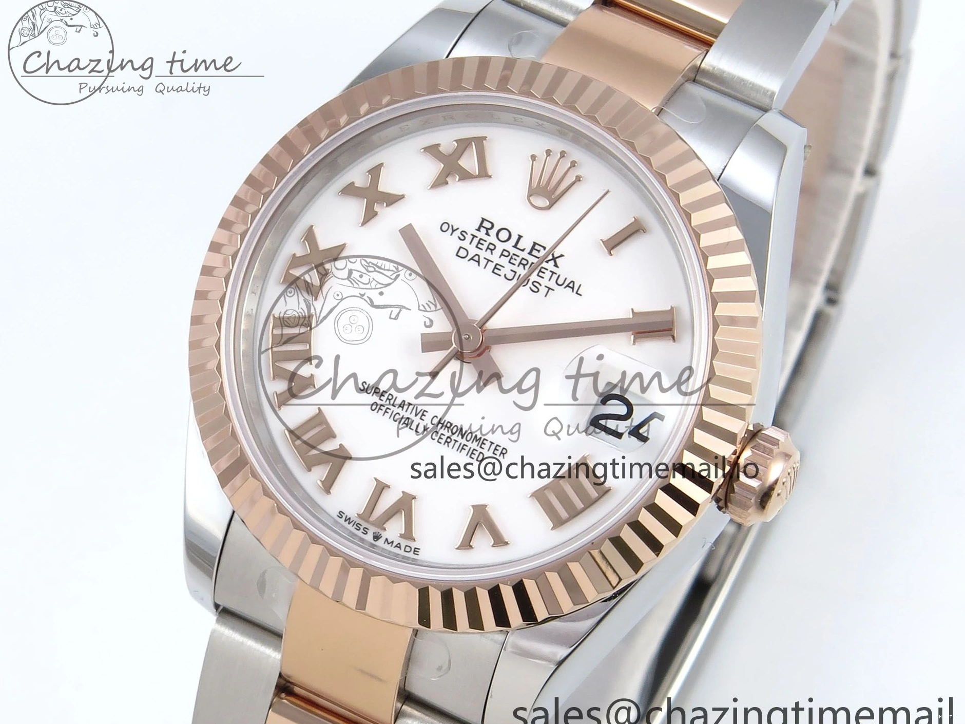 MiroTime 1230 Casual DateJust 31 278271 ARF 1:1 Best Edition 904L Steel White Roman Dial on SS RG Oyster Bracelet ETA 521